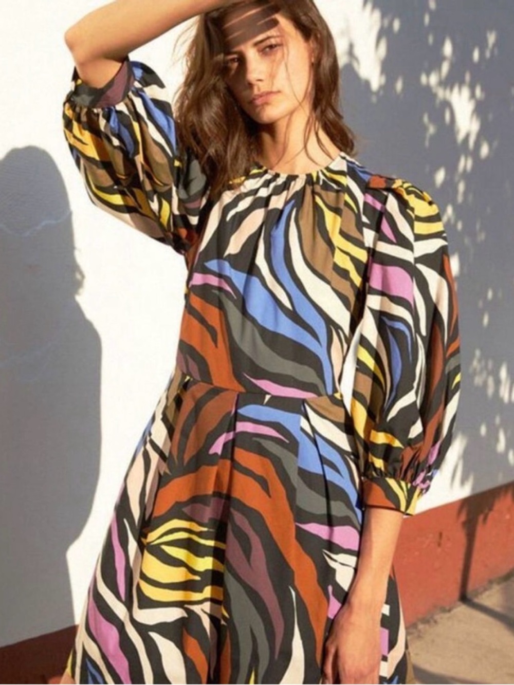 Who What Wear Small Colorful Wavy Striped Dress